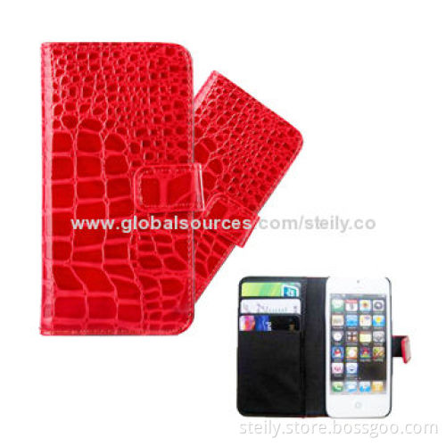Alligator Pattern Leather Wallet Case for iPhone 5, with Card Holder, Made of High-quality PU and PC